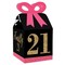Big Dot of Happiness Finally 21 Girl - Square Favor Gift Boxes - 21st Birthday Party Bow Boxes - Set of 12